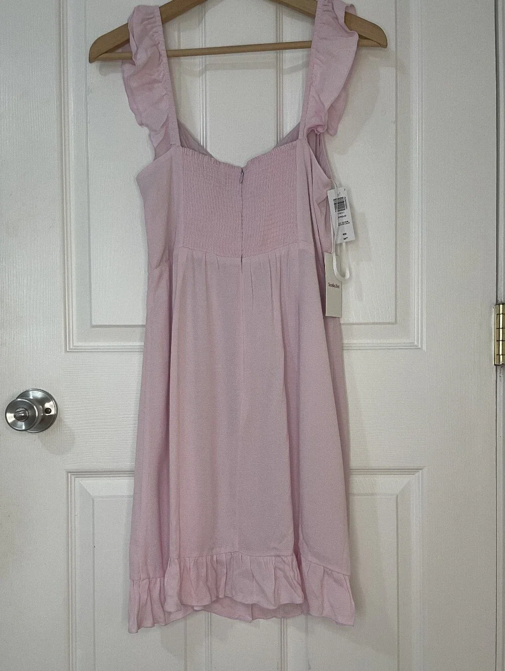 Aritzia Sunday Best Pale Pink Ruffle Strap Mini Dress Size M